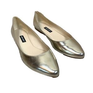 Nine West Flats Womens 7.5 M Gold Metallic Shoes Holiday